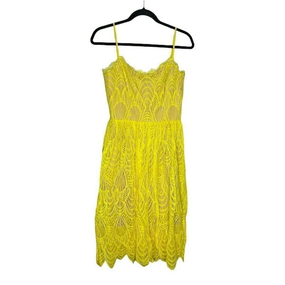 Dress The Population Dress Size S NEW Francesca Embroidered Lace A-Line Yellow - Picture 4 of 8
